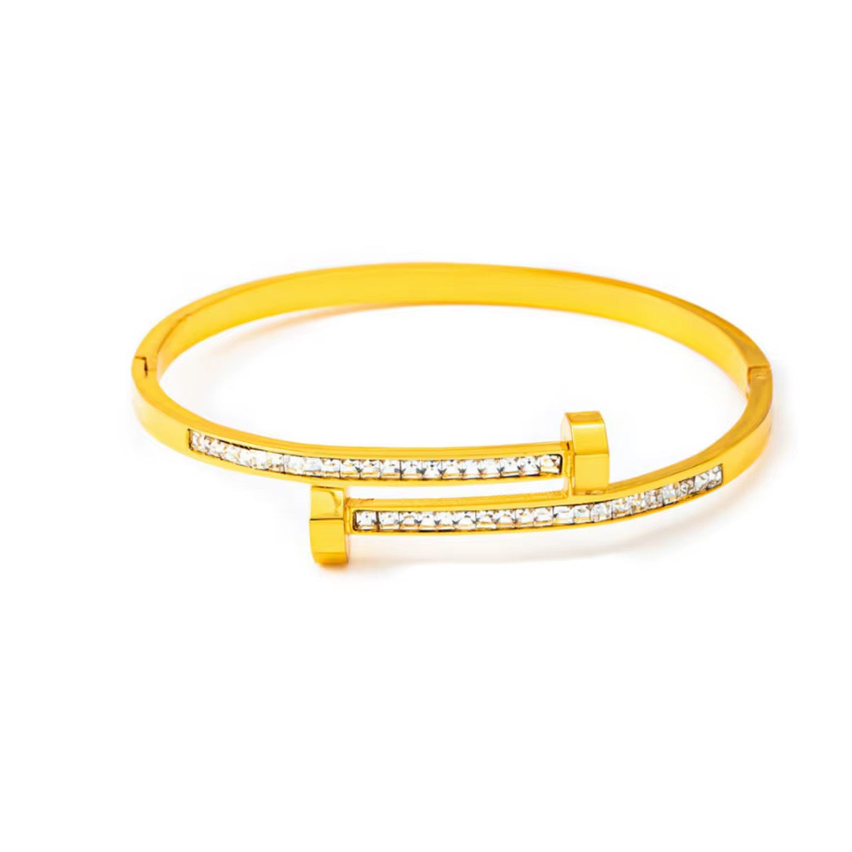 Double Head Zircon Nail Bangle