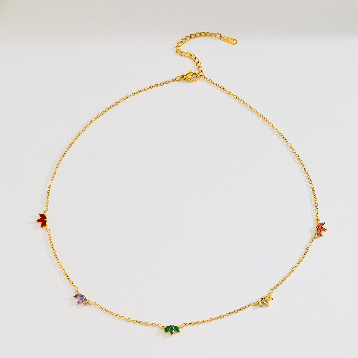 Zircon Flower Pendant Necklace