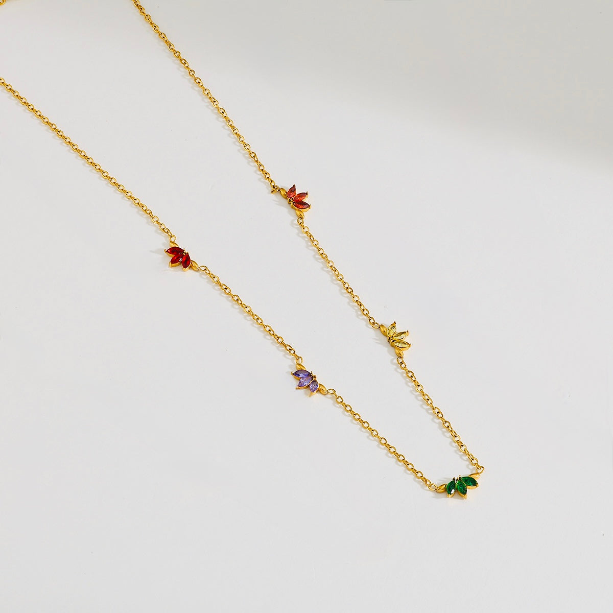 Zircon Flower Pendant Necklace