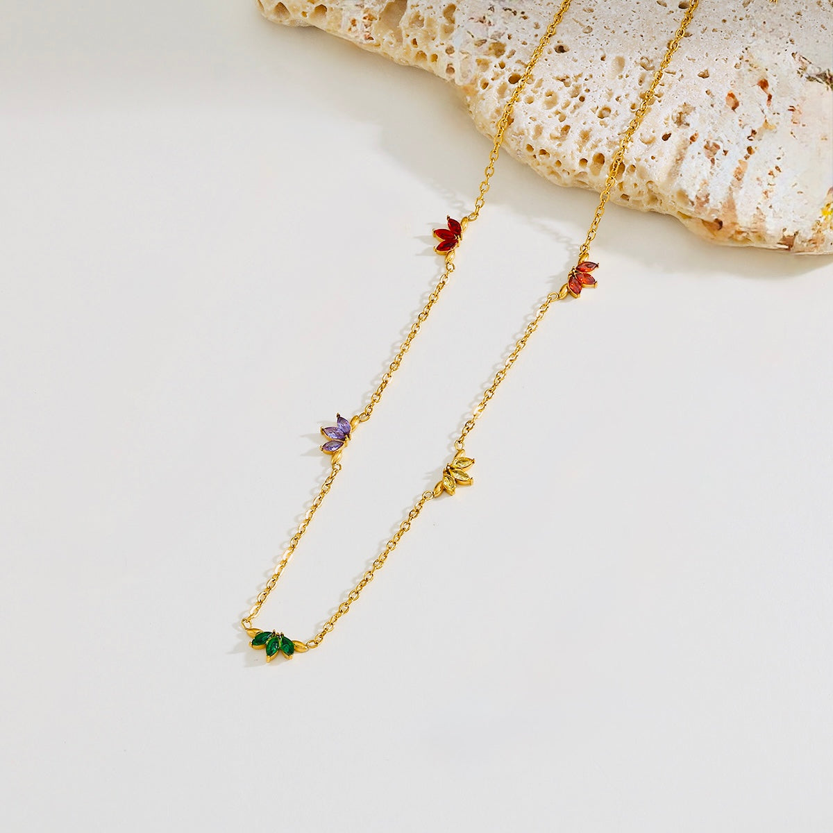 Zircon Flower Pendant Necklace