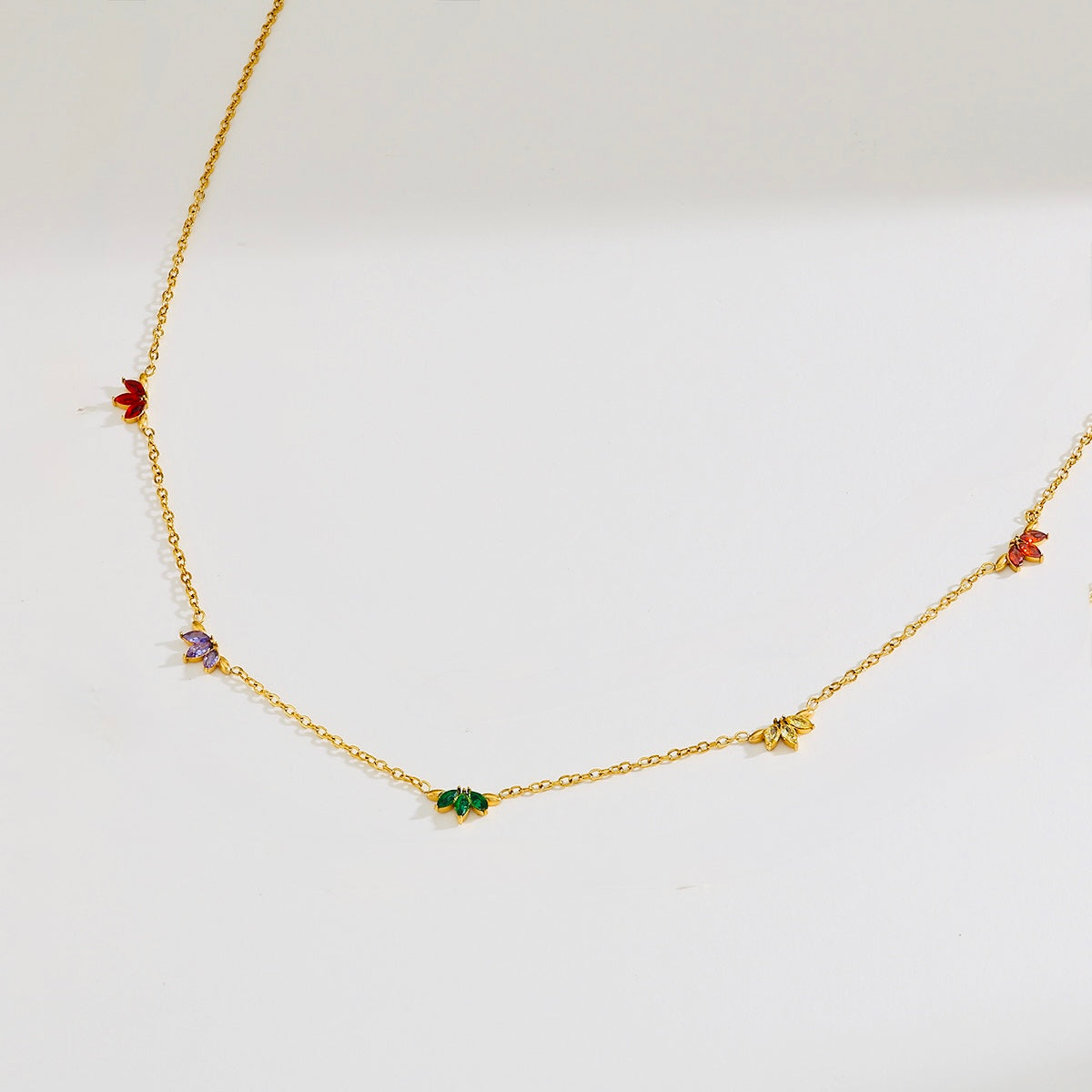 Zircon Flower Pendant Necklace