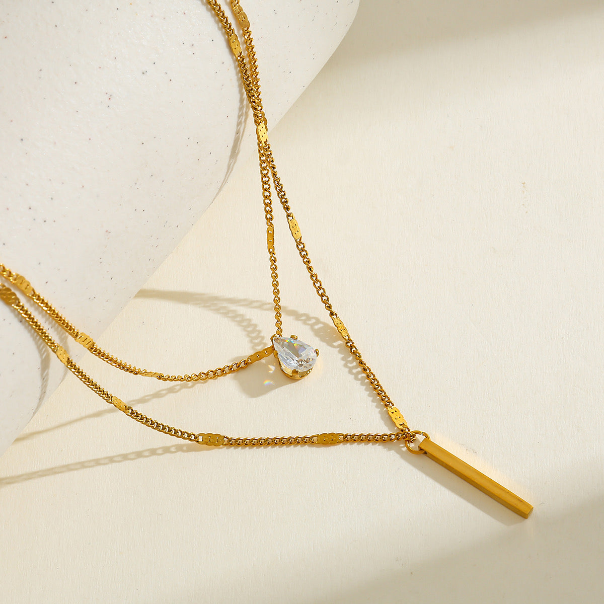 Layered Waterdrop Pendant Necklace